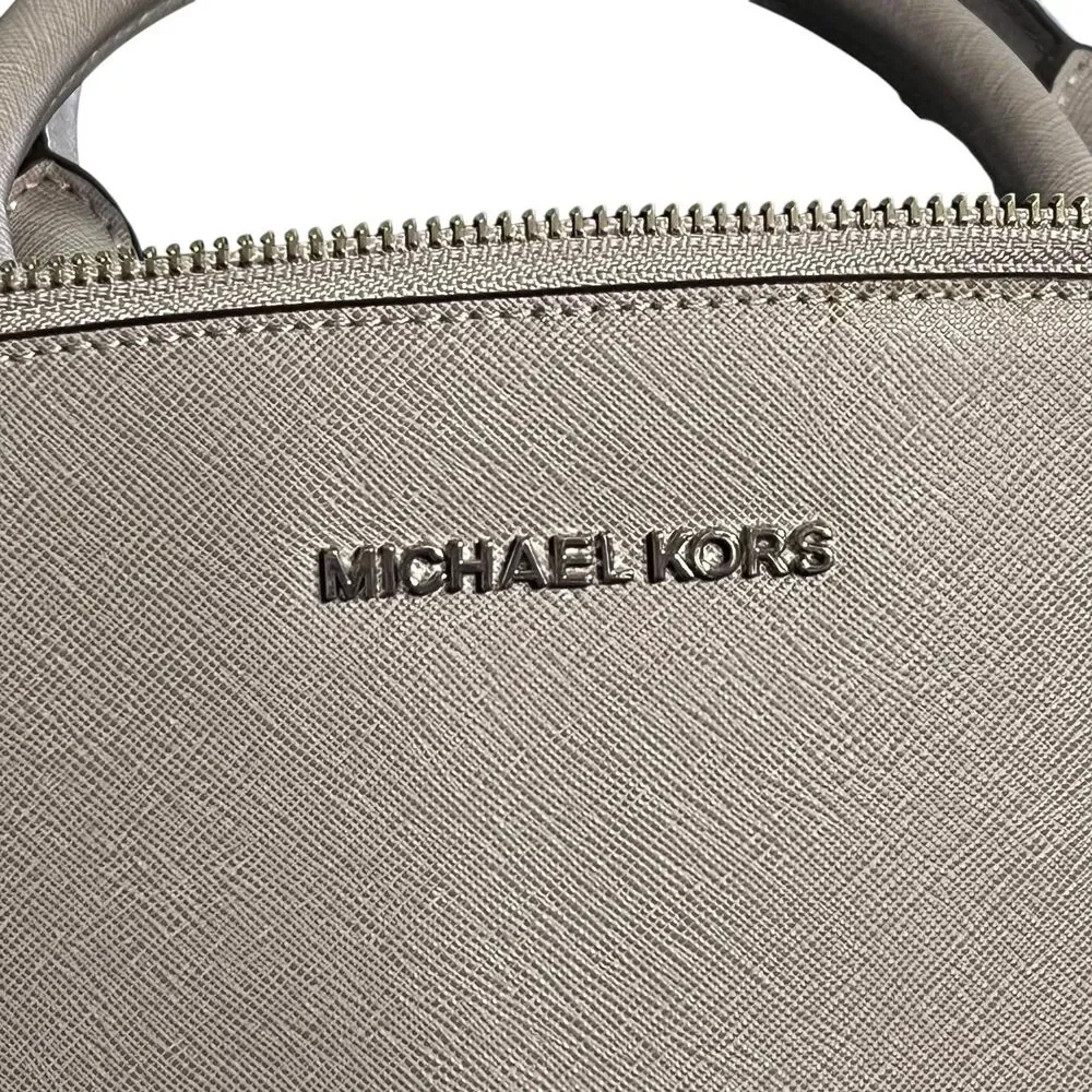 Michael Kors Satchel Bag Women's Large Gray Leather Studded Crossbody Purse